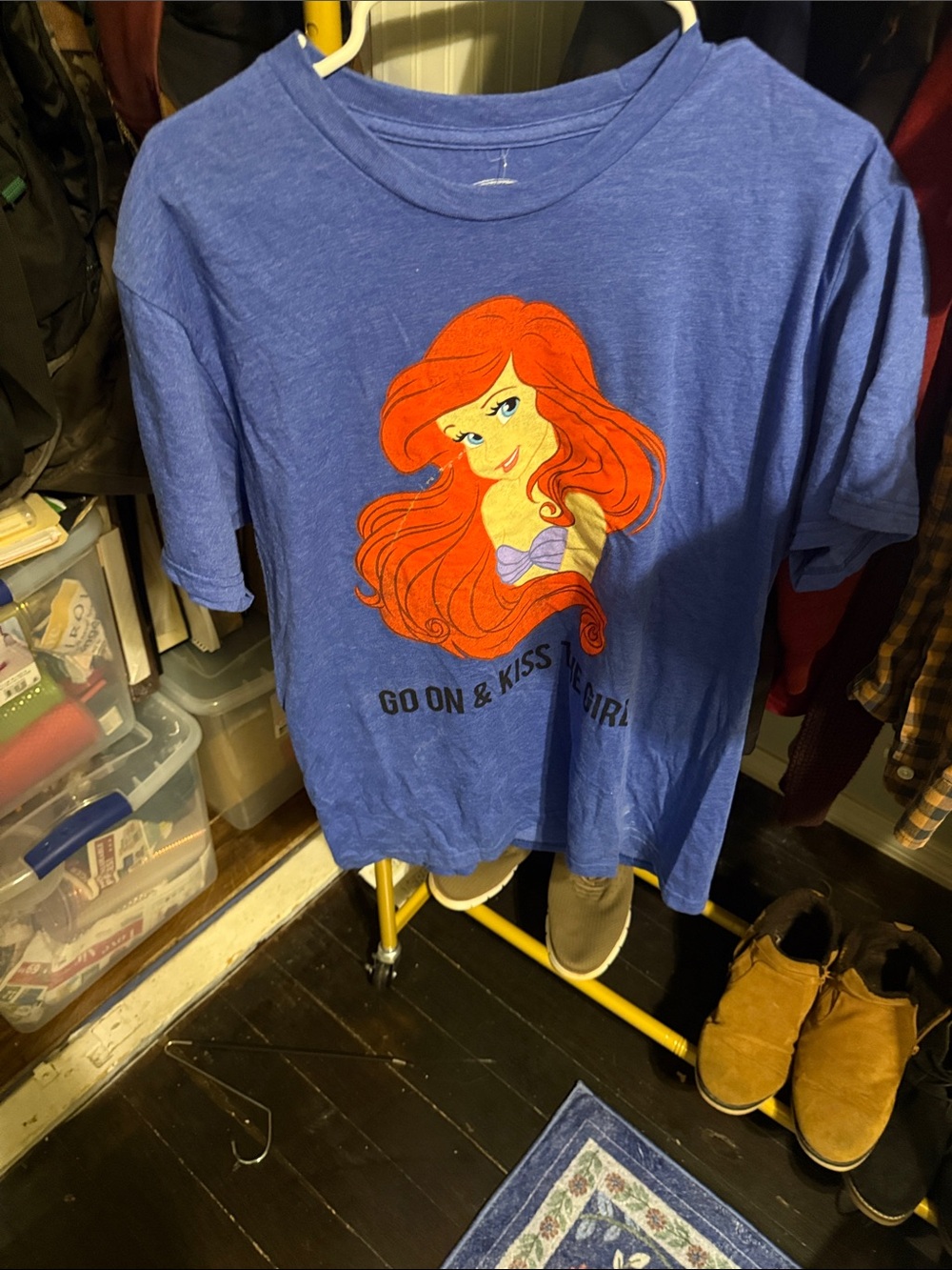 Disney Blue Short-Sleeve Ariel Graphic Tee with Red Hair